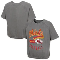 Women's  Gray Kansas City Chiefs Mineral Wash Short Sleeve Top