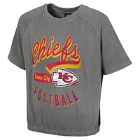 Women's  Gray Kansas City Chiefs Mineral Wash Short Sleeve Top