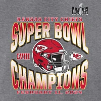 Women's  Heather Gray Kansas City Chiefs Super Bowl LVIII Champions Own the Moment Lightweight Tri-Blend V-Neck T-Shirt