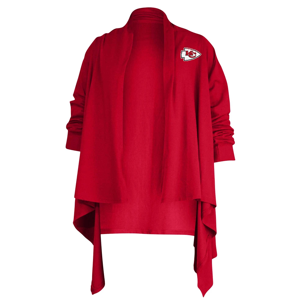 Women's Kiya Tomlin Red Kansas City Chiefs Mini Duster Raglan Tri-Blend Cardigan