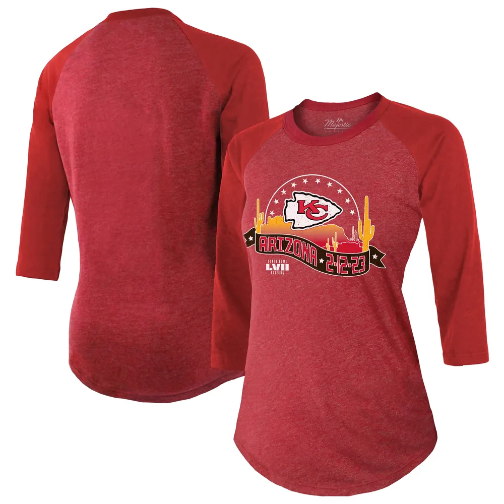 Lids Kansas City Chiefs Majestic Threads Women's Super Bowl LVII Desert  Tri-Blend Raglan 3/4 Sleeve T-Shirt - Red