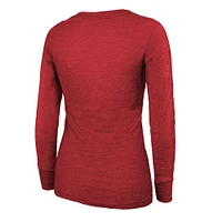 Women's Majestic Threads  Red Kansas City Chiefs Super Bowl LVIII Make It Happen Lightweight Tri-Blend Long Sleeve Scoop Neck T-Shirt