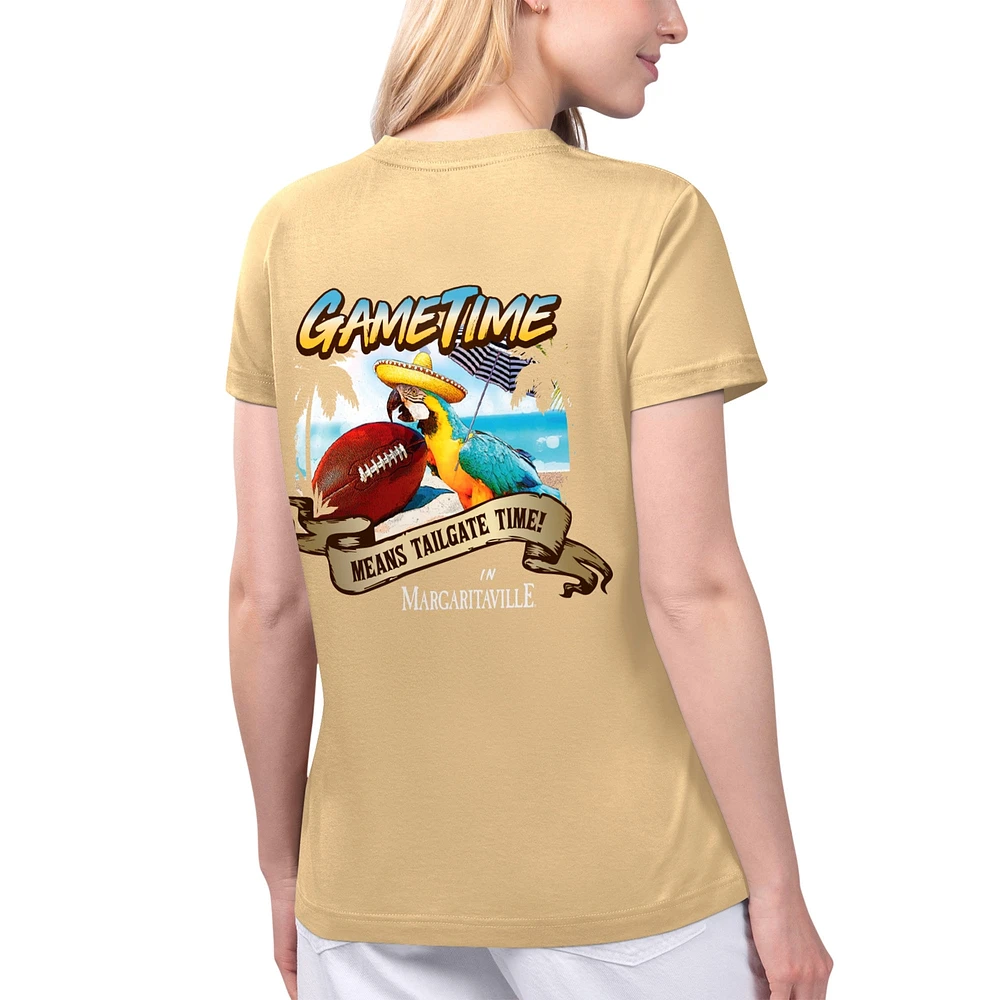 Women's Margaritaville Gold Kansas City Chiefs Game Time V-Neck T-Shirt