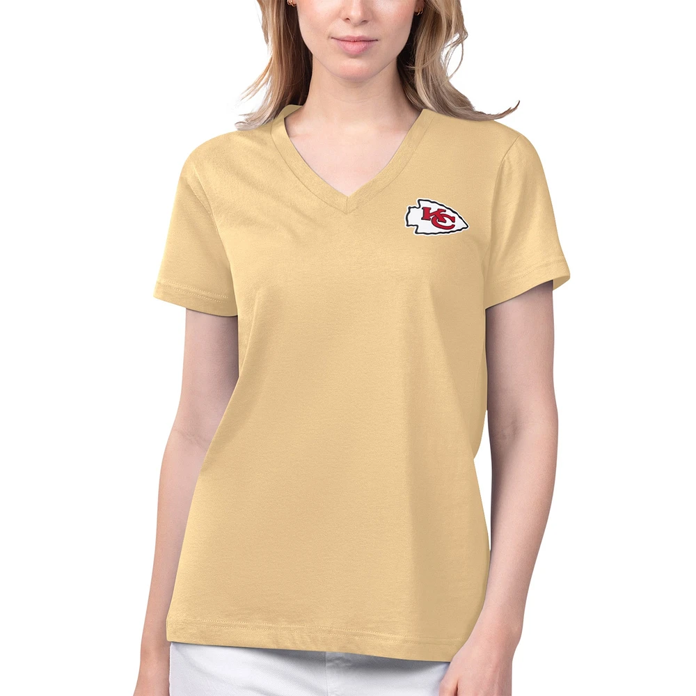 Women's Margaritaville Gold Kansas City Chiefs Game Time V-Neck T-Shirt