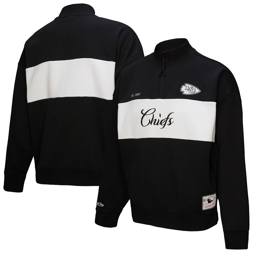 Women's Mitchell & Ness Black Kansas City Chiefs Quarter-Zip Jacket