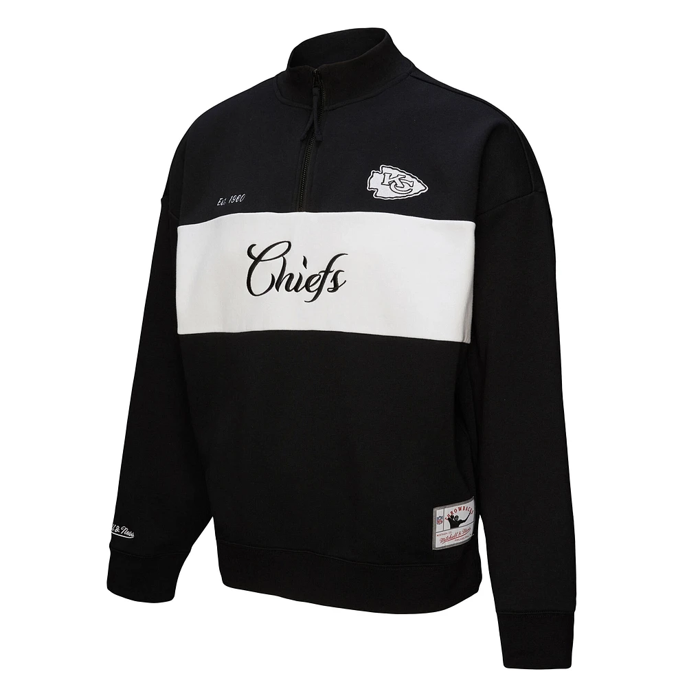 Women's Mitchell & Ness Black Kansas City Chiefs Quarter-Zip Jacket