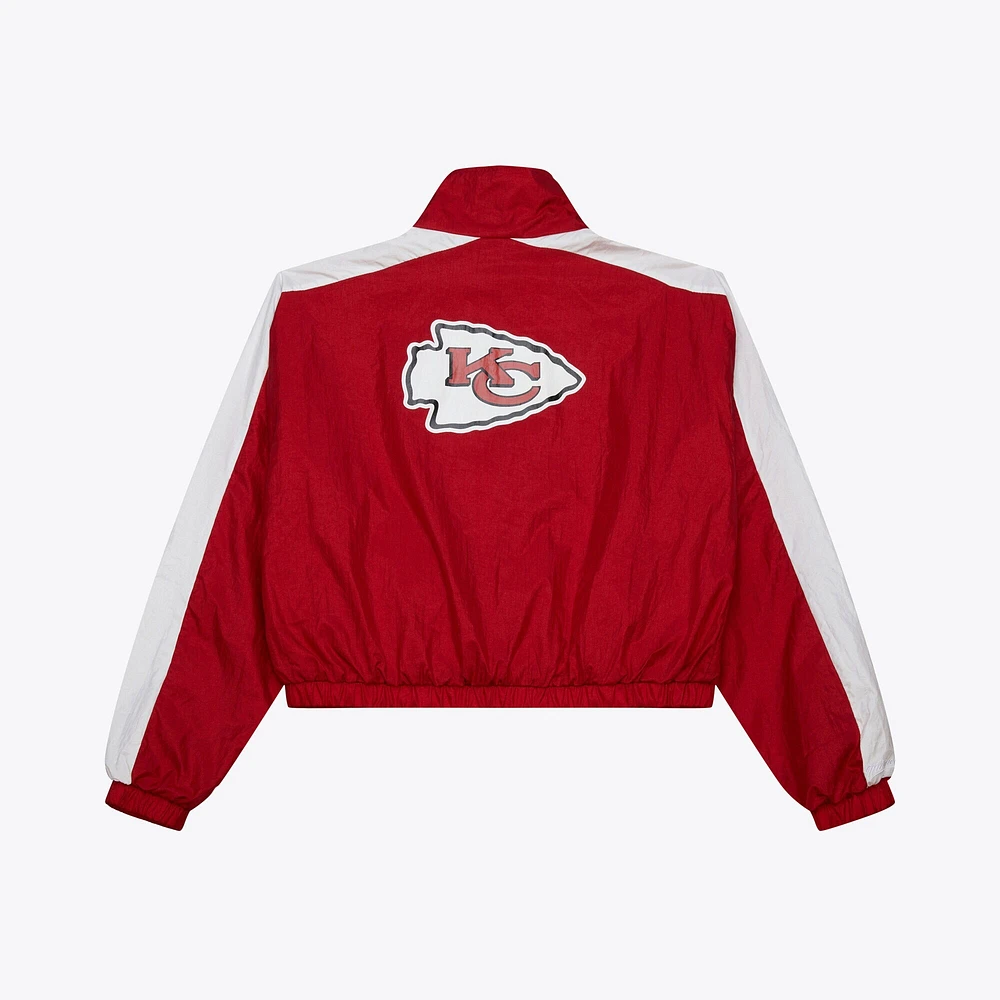 Women's Mitchell & Ness Red Kansas City Chiefs Nylon Cropped Full-Zip Jacket