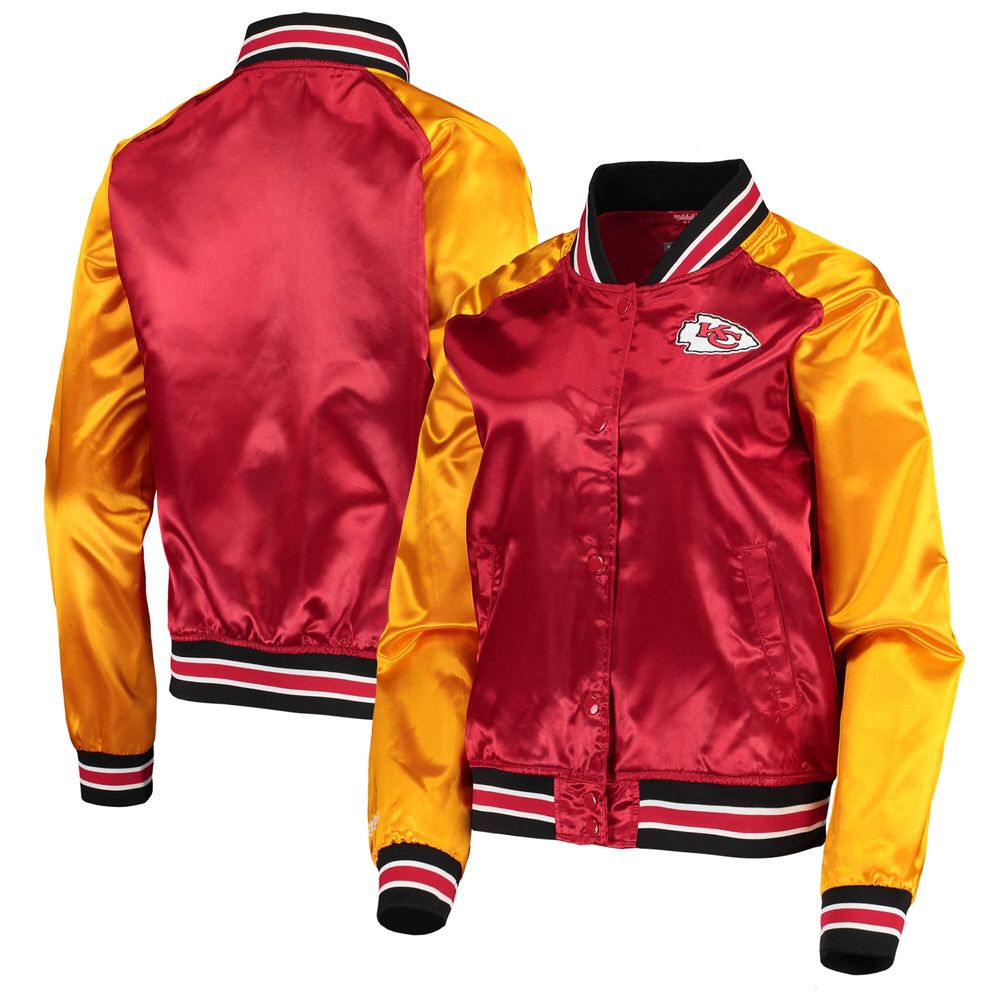 Women's Mitchell & Ness Red Kansas City Chiefs Team 2.0 Satin Raglan Full-Snap Jacket