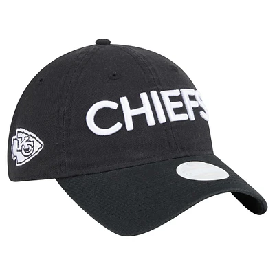 Casquette ajustable Cece 9TWENTY noire New Era pour femme des Kansas City Chiefs