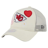Women's New Era Cream Kansas City Chiefs All Love 9FORTY Adjustable Trucker Hat