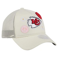 Women's New Era Cream Kansas City Chiefs All Love 9FORTY Adjustable Trucker Hat