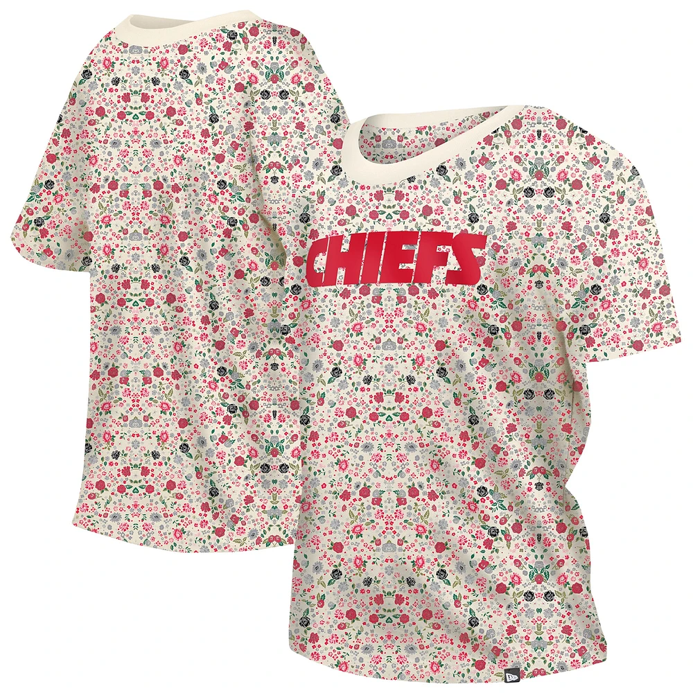 T-shirt à imprimé floral glamour Kansas City Chiefs New Era pour femme