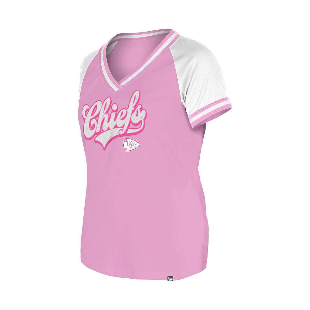 Women's New Era Pink Kansas City Chiefs Mommy & Me V-Neck T-Shirt