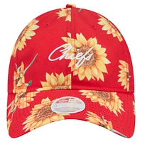 Women's New Era Red Kansas City Chiefs Adventure Sunflower 9TWENTY Adjustable Hat