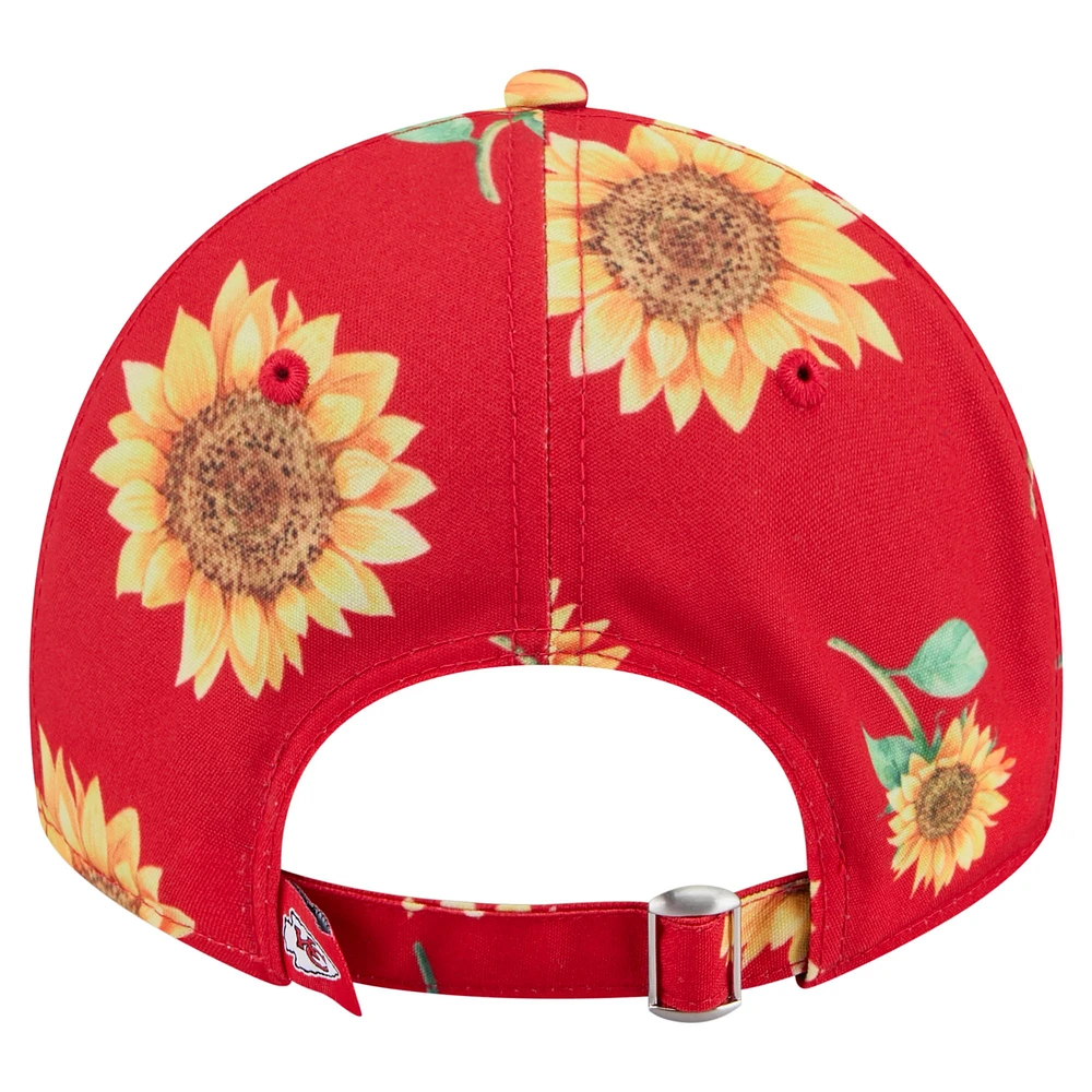 Women's New Era Red Kansas City Chiefs Adventure Sunflower 9TWENTY Adjustable Hat