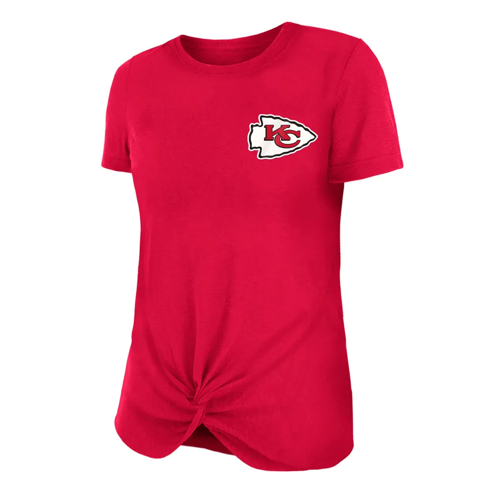 New Era Women's New Era Red Kansas City Chiefs Athletic Slub Front Knot  T-Shirt