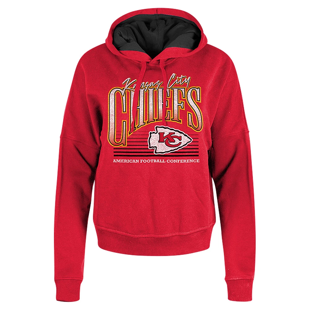 Sweat à capuche boxy rouge Kansas City Chiefs New Era pour femme