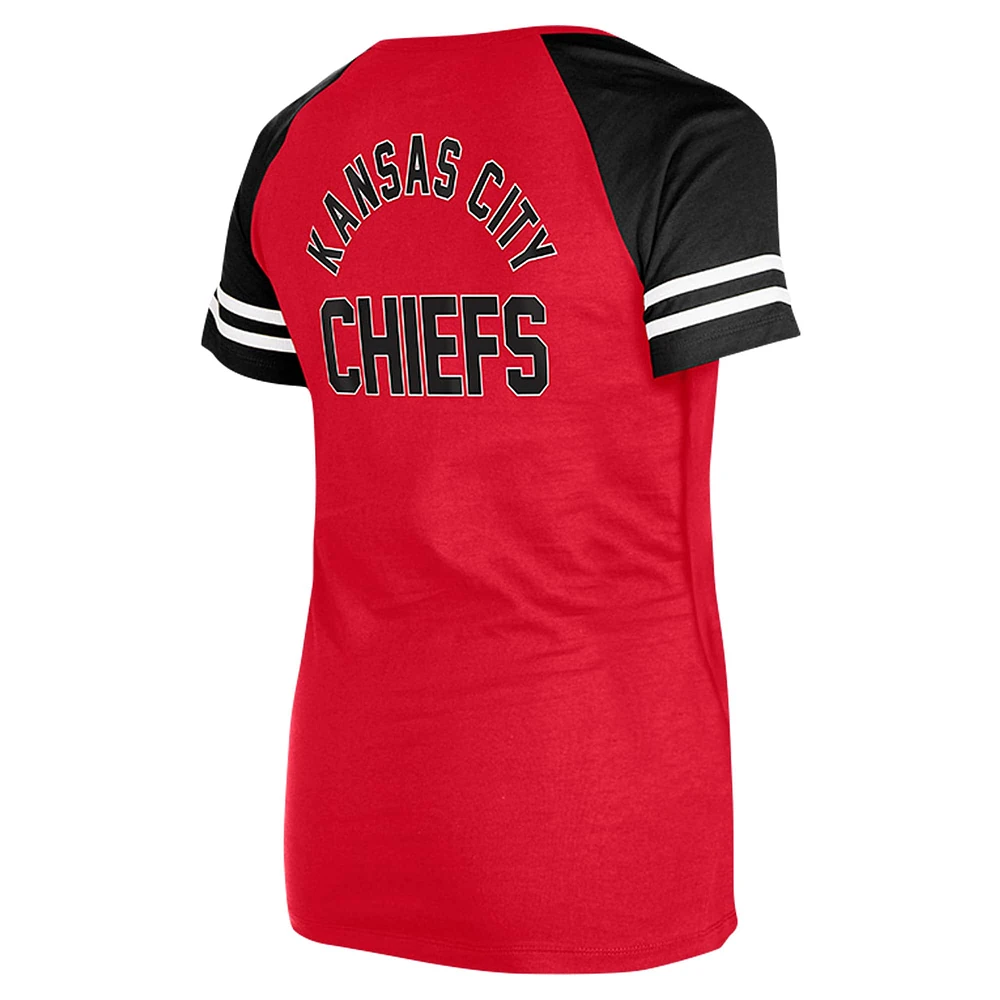 Women's New Era Red Kansas City Chiefs  Lace-Up Raglan T-Shirt