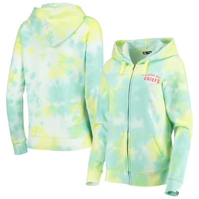 Women's New Era Black Philadelphia Eagles Tie Dye Fleece Full-Zip