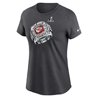 T-shirt Nike anthracite pour femme des Chiefs de Kansas City, quatre fois champions du Super Bowl