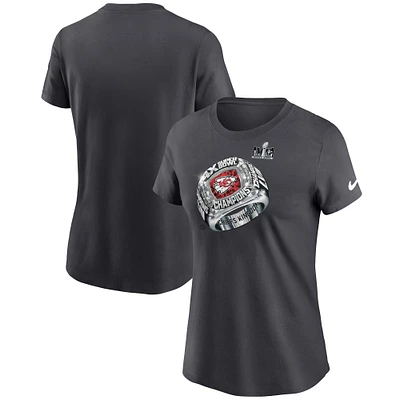 T-shirt Nike anthracite pour femme des Chiefs de Kansas City, quatre fois champions du Super Bowl