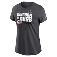 Women's Nike  Anthracite Kansas City Chiefs Super Bowl LVIII Champions Local Fashion T-Shirt