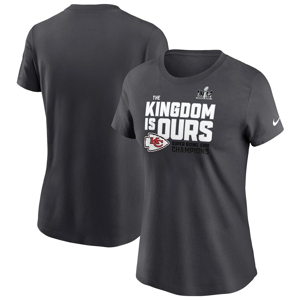 T-shirt de mode locale Nike anthracite pour femmes des Chiefs Kansas City Super Bowl LVIII