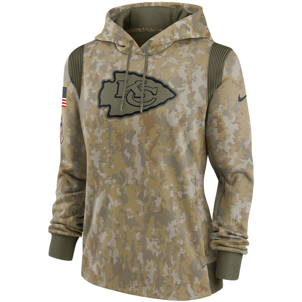 Women's Nike Camo Kansas City Chiefs 2021 Salute To Service - Therma Performance Pullover Hoodie