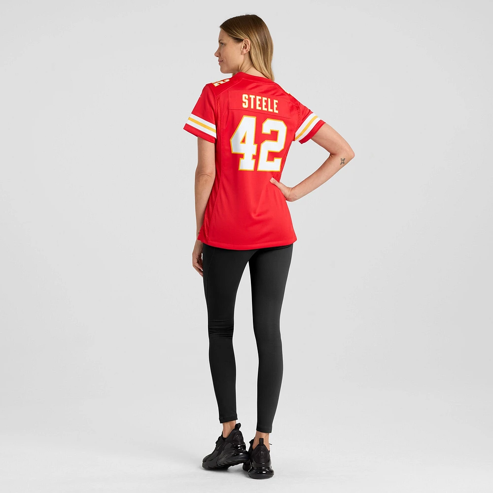 Maillot de match Nike Carson Steele rouge Kansas City Chiefs pour femme