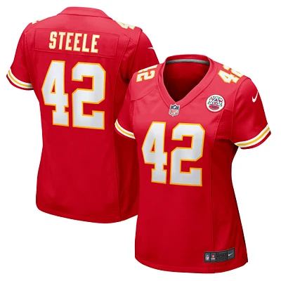 Maillot de match Nike Carson Steele rouge Kansas City Chiefs pour femme