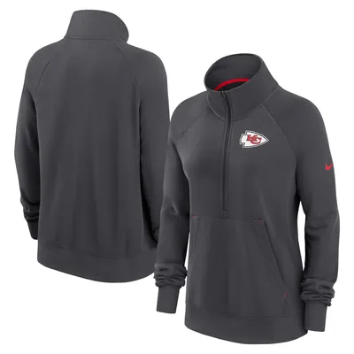 Women's Cutter & Buck Heather Gray Kansas City Chiefs Helmet Logo Mainsail Sweater-Knit Full-Zip Hoodie