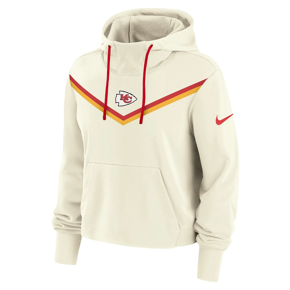 Women's Nike Cream Kansas City Chiefs Historic Performance Pullover Hoodie