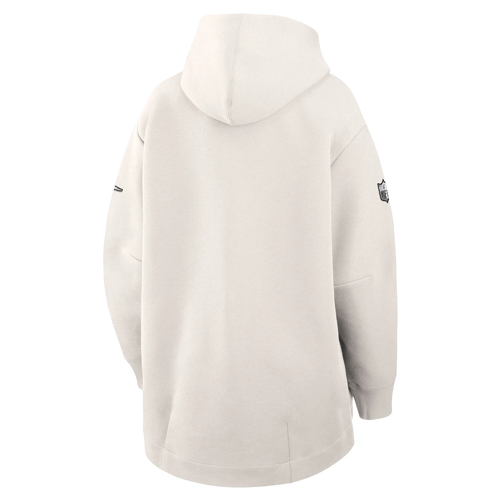 Women's Nike Cream Kansas City Chiefs Super Bowl LIX Opening Night Tech Fleece Full-Zip Hoodie