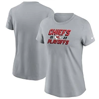 T-shirt emblématique Nike pour femmes, gris, Kansas City Chiefs 2023 NFL Playoffs