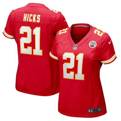 Maillot de match Nike Jaden Hicks rouge Kansas City Chiefs pour femme