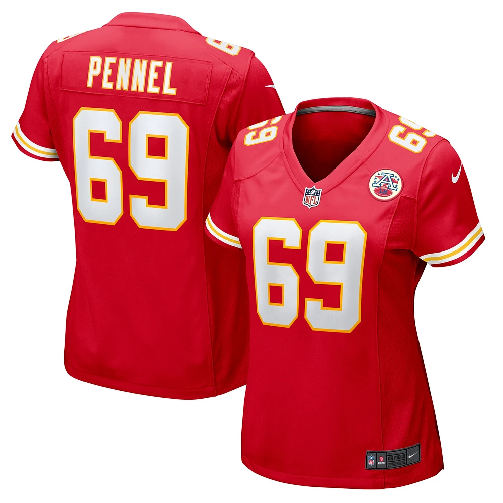 Maillot de match Nike Mike Pennel rouge Kansas City Chiefs pour femme