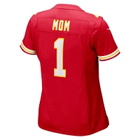 Maillot de match Nike numéro 1 maman rouge des Chiefs Kansas City pour femme