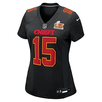 Women's Nike Patrick Mahomes Carbon Black Kansas City Chiefs Super Bowl LIX Fashion Game Jersey