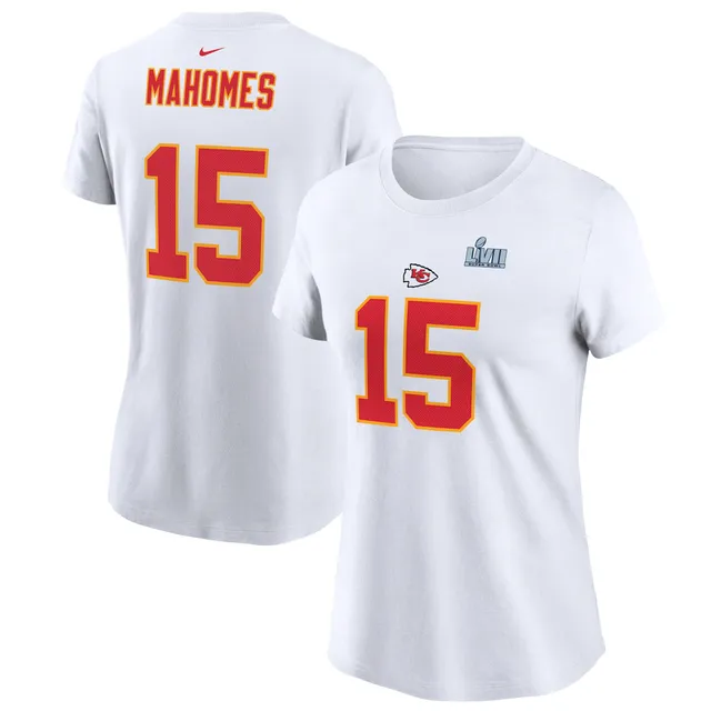 Women's Majestic Threads Patrick Mahomes Red Kansas City Chiefs Name & Number Off-Shoulder Script Cropped Long Sleeve V-Neck T-Shirt Size: Medium