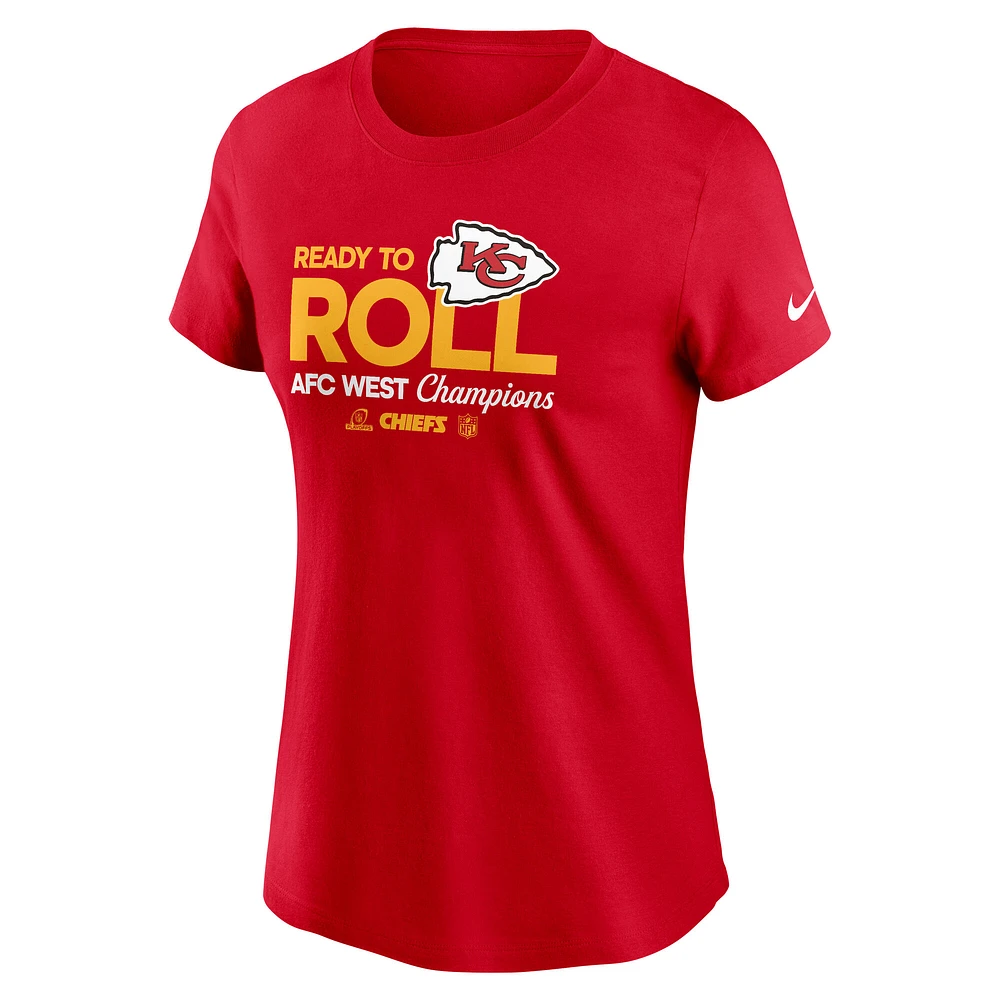 T-shirt Nike rouge pour femme Kansas City Chiefs 2024 AFC West Division Champions Locker Room Trophy Collection