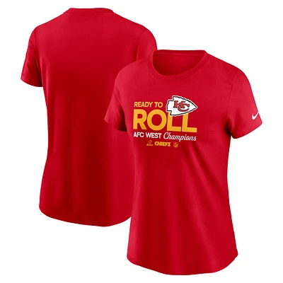 T-shirt Nike rouge pour femme Kansas City Chiefs 2024 AFC West Division Champions Locker Room Trophy Collection