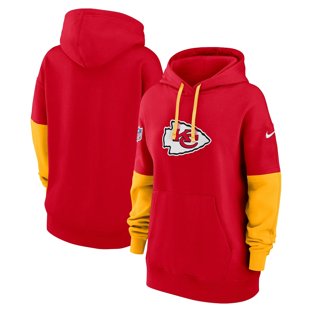 Sweat à capuche en polaire Nike rouge Kansas City Chiefs 2024 Sideline Essential pour femme