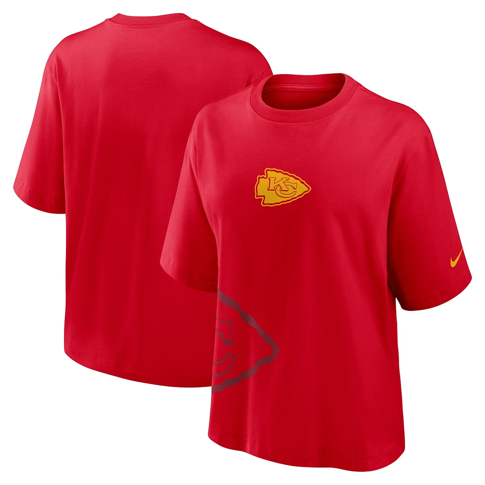 T-shirt Nike rouge pour femme Kansas City Chiefs Boxy