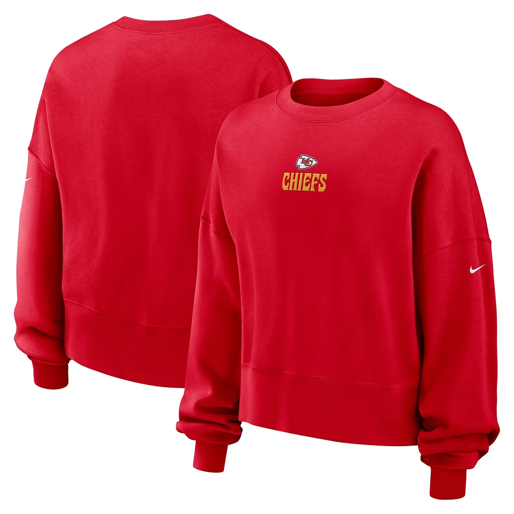 Women's Nike Red Kansas City Chiefs Oversized Rewind Pullover Sweatshirt