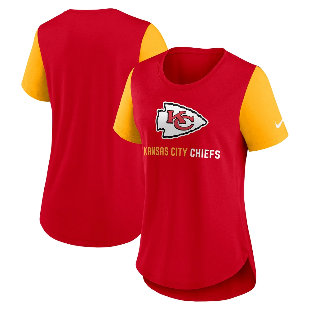 T-shirt Nike rouge Kansas City Chiefs NFL Terrace Performance Swift Tri-Blend pour femme
