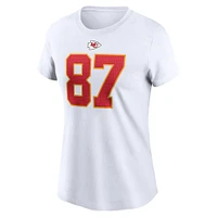 T-shirt Nike Travis Kelce blanc avec nom et numéro de joueur des Chiefs Kansas City pour femme