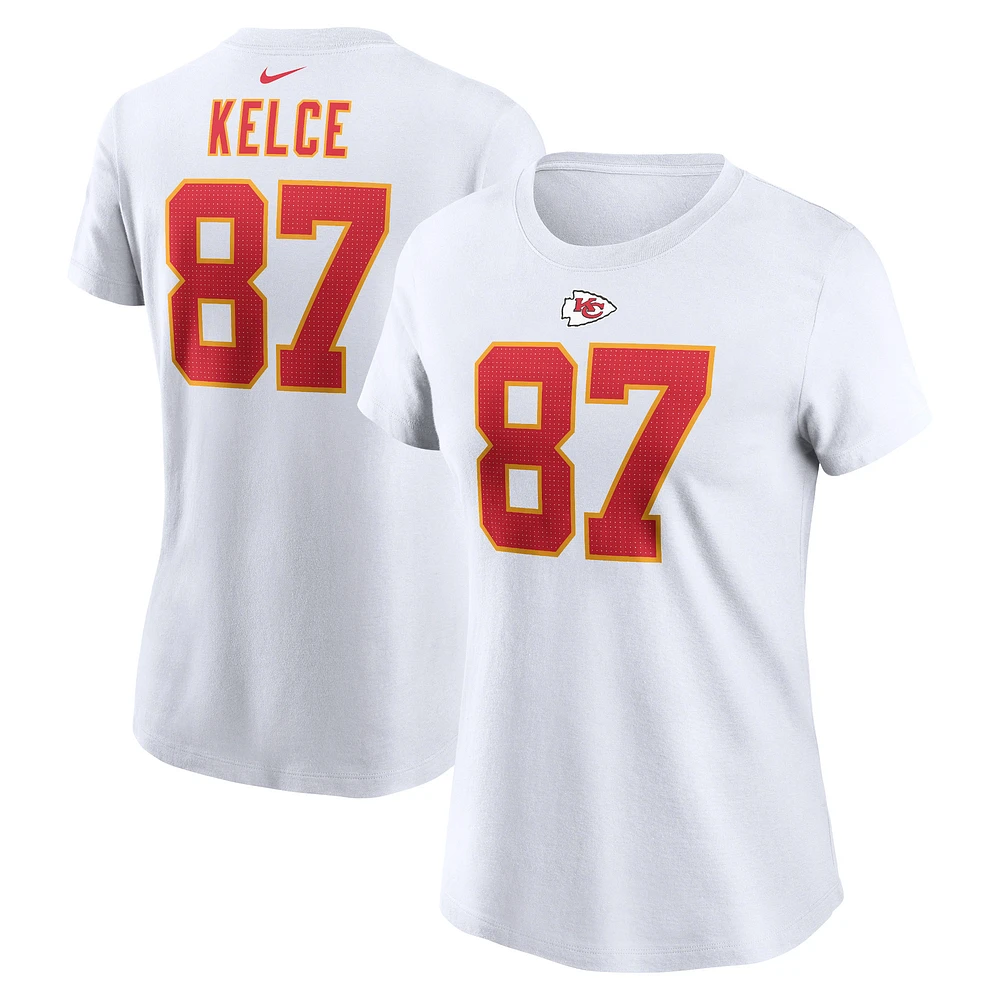 T-shirt Nike Travis Kelce blanc avec nom et numéro de joueur des Chiefs Kansas City pour femme