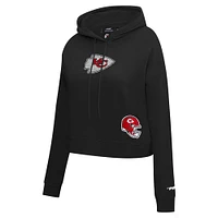 Women's Pro Standard Black Kansas City Chiefs Jeweled Cropped Pullover Hoodie