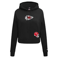 Women's Pro Standard Black Kansas City Chiefs Jeweled Cropped Pullover Hoodie