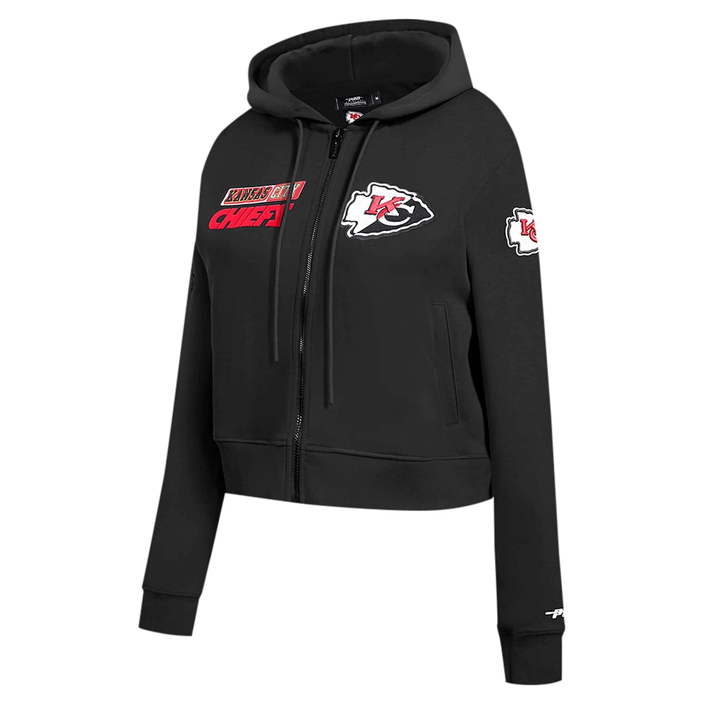 Women's Pro Standard Black Kansas City Chiefs Split Logo Full-Zip Hoodie